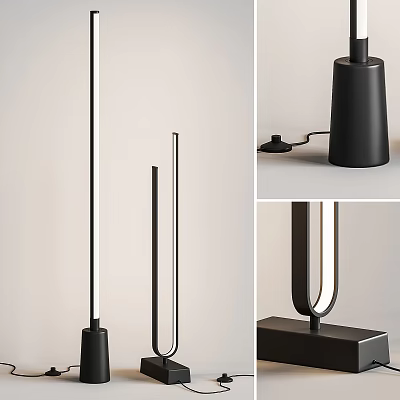 Modern Minimalist Table Lamp With Sleek Black Design And Geometric Structure 3d model