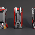 Modern Electronic Device Enclosures With Red Silver Gray Colors And Geometric Panel Designs 3d model