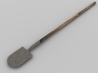 Durable Hardware Tool Shovel with Wooden Handle and Metal Blade for Construction and Gardening 3d model