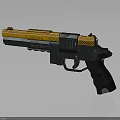 Futuristic Yellow And Black Tactical Pistol With Ergonomic Grip Design