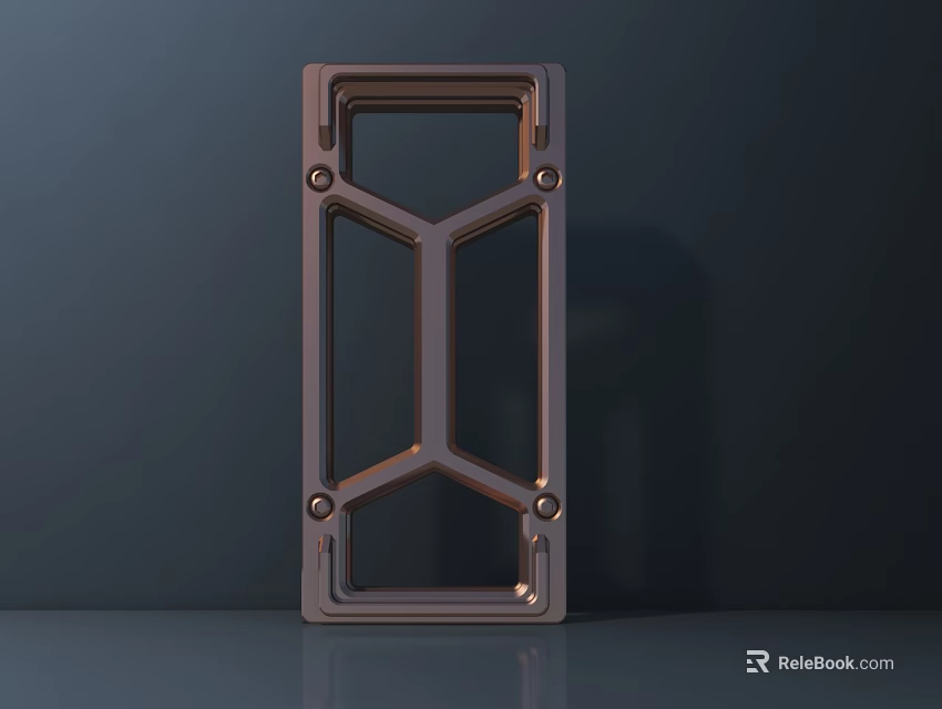 Modern Coffee Table With Geometric Metal Frame And Brass Screw Details 3d model 