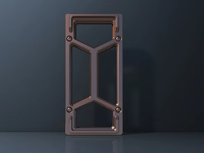 Modern Coffee Table With Geometric Metal Frame And Brass Screw Details 3d model