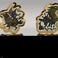 Monster Trophy With Cartoon Monster Figures On Black Base And Gold Edge