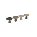 Modern Round Wooden Top Dining Table With Beige Conical Stitched Base