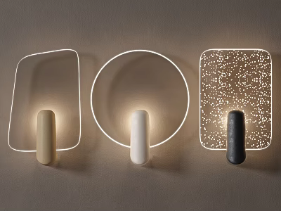 Modern Wall Lamps Featuring Different Shaped Outlines And Cylindrical Bases With Soft Lighting 3d model