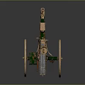 Ancient Historical Cannon Weapon With Green And Gold Wheels Detailed Brass Components As Vintage Artillery