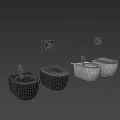 Modern Wall Mounted Black Toilet With Bidet And Black Faucet On Light Wall