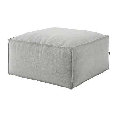 Soft Gray Square Fabric Ottoman For Modern Living Room Seating Decor 3d model