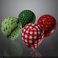 Festive Christmas Ornaments With Red Snowflake Strawberry And Green Tree Star Patterns