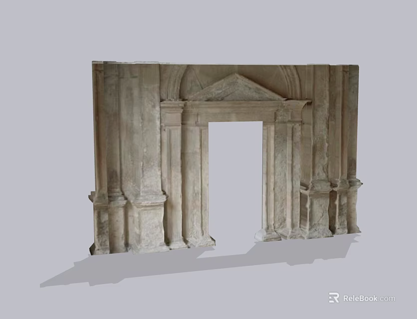 Classical Stone Entrance Gate With Ornate Columns Arch Design And Intricate Carvings 3d model 