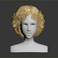 Game and Movie Character 3D Head Model With Golden Curly Hair And White Features