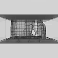 Wire Mesh Structural Components Inside Transparent Cube Modern Design