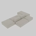 Beige Modern Casual Sofa Set With L Shaped Modular Design 3d model