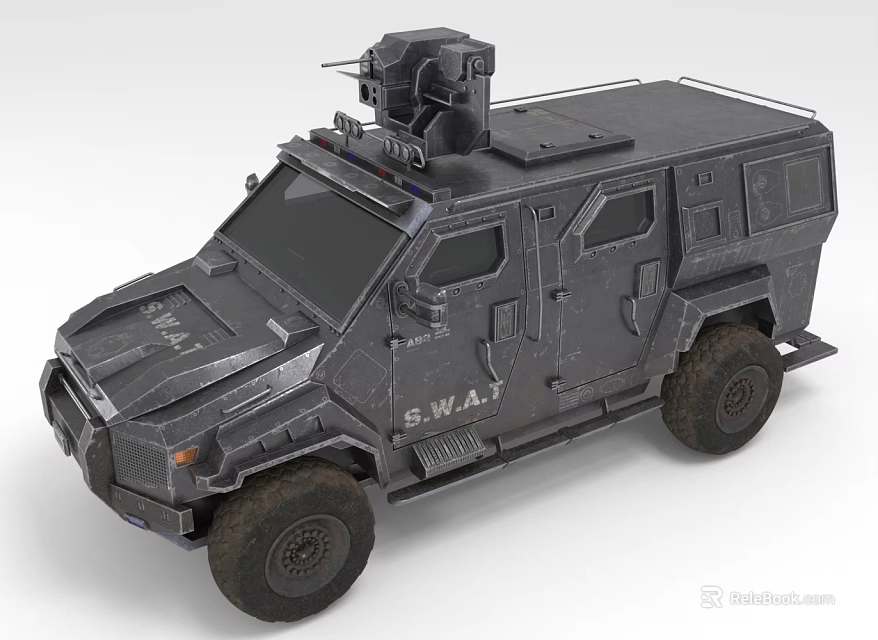 SWAT Armored Tactical Vehicle With Heavy Armor And Weapon Mount Design 3d model 
