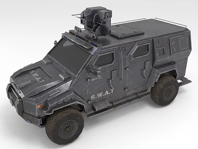 SWAT Armored Tactical Vehicle With Heavy Armor And Weapon Mount Design 3d model