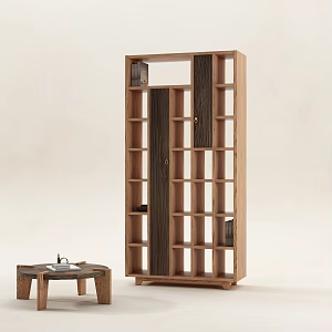 Silent Wind Solid Wood Shelf Elm Old Wood Tea Shelf Antique Shelf 3d model