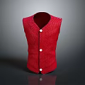 Red Knitted Vest With White Buttons Classic Design For Daily Use
