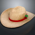 Classic Summer Straw Hat With Red Ribbon And Decorative Accent For Outdoor Wear