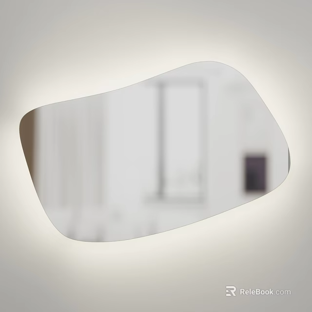 Modern Unique Irregular Shaped Mirror Reflecting Indoor Room Interior Details 3d model 