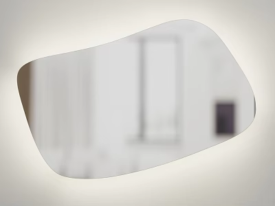 Modern Unique Irregular Shaped Mirror Reflecting Indoor Room Interior Details 3d model