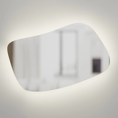 Modern Unique Irregular Shaped Mirror Reflecting Indoor Room Interior Details 3d model