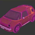 Red and Orange Compact Car with Roof Rack Unique Round Window and Dark Tinted Windows