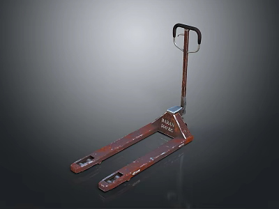 Industrial Rusty Red Metal Pallet Jack With Handle And Forks 3d model