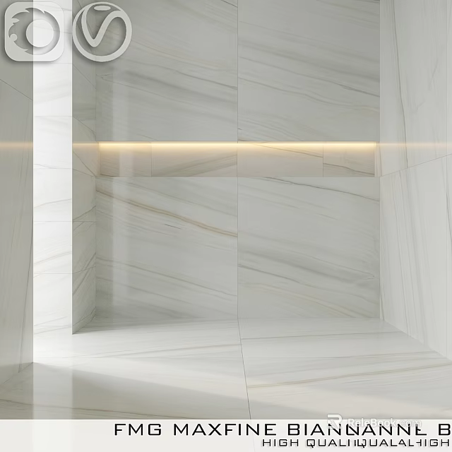 Sleek White Marble Wall Component With Recessed Light Strip And Modern Texture Design 3d model 