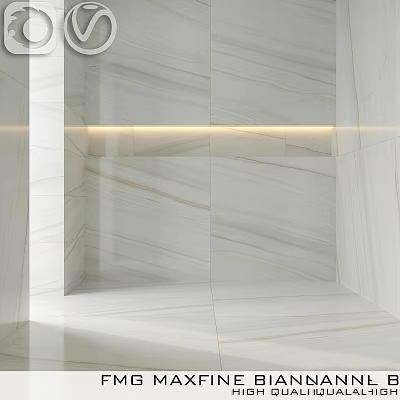 Sleek White Marble Wall Component With Recessed Light Strip And Modern Texture Design 3d model