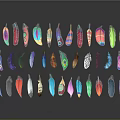 Colorful Feather Decorative Ornament Set With Various Colors And Vibrant Design For Home Decor