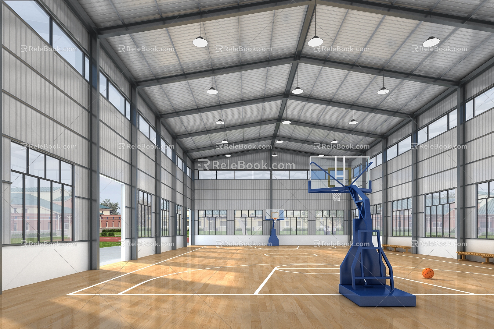 modern basketball court basketball court fire rescue brigade 3d model