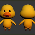 Adorable Yellow Duck Plush Dolls Showing Front And Back Views 3d model