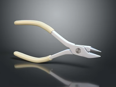 Durable Diagonal Pliers Hardware Tool with Beige Handles and Silver Metal Body for DIY Projects 3d model