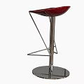 Modern Bar Stools With White Red Seats Metallic Frames Curved Design Round Bases 3d model