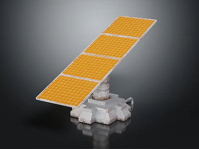 Solar Panel As Daily Electrical Appliance With Yellow Panels White Stand And Gray Base 3d model