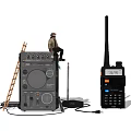 Vintage Audio Headphones And Speaker Set With Retro Antenna And Design