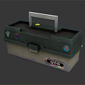 Green and Silver Toolbox with Silver Handle Featuring Stickers Including Superman Logo and GKO Label