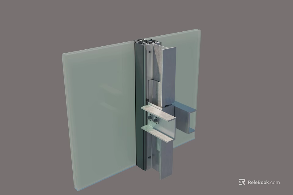 Sturdy Metal Hardware Tools For Glass Panel Fixing With Mounting Bracket And Screws 3d model