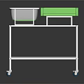 Two Tier White Baby Care Trolley With Green Mattress Transparent Storage And Wheels