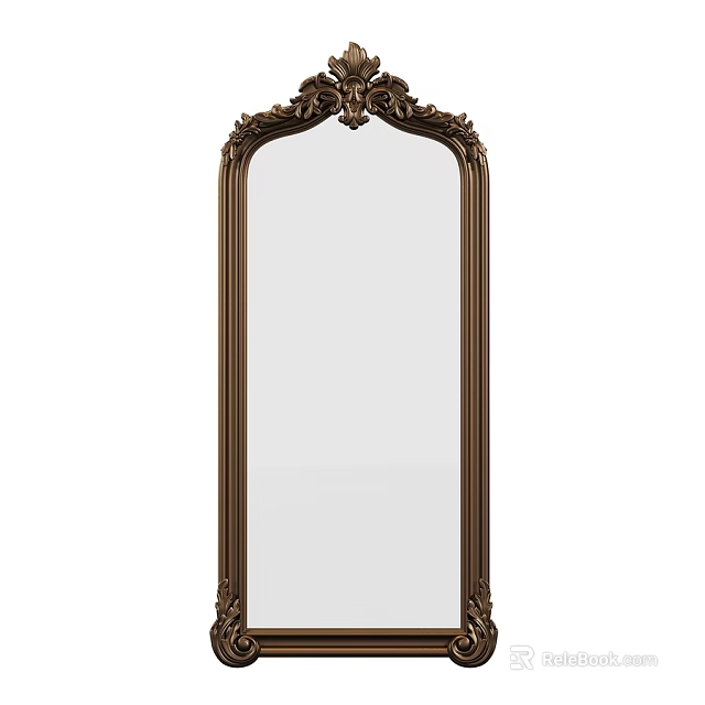 Elegant Ornate Carved Frame Full Length Mirror For Home Decor 3d model 