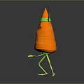 Cartoon Carrot Character With Green Limbs And Headband In Martial Arts Pose