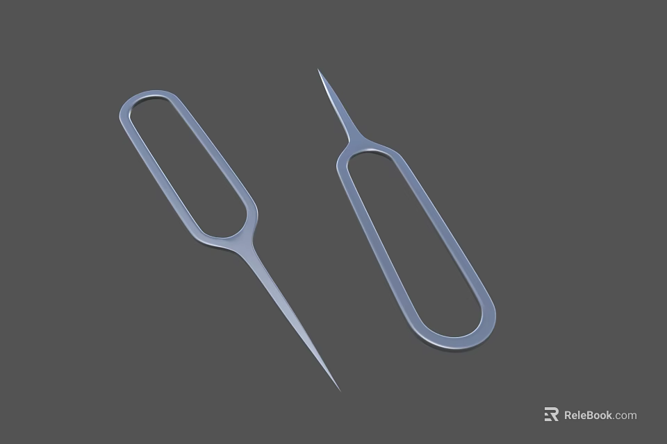 Stainless Steel Hardware Tools with Slender Tips and Loop Handles for Precision Tasks 3d model 