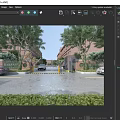Modern Industrial Park Entrance With Access Control System Lush Greenery And Elegant Red Brick Buildings