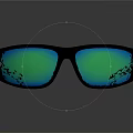 Modern Black Frame Sunglasses With Green Reflective Lenses For Daily Use