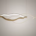 Modern Curved Chandelier With Golden Frame And White Shade For Home Interior