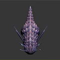 Game And Movie Character With Purple Body Spiked Back Blue Wings And Red Eyes