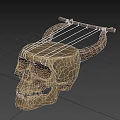 Creative Decorative Skull Shaped Household Decor Item With Strings And Bone Like Texture