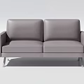 Modern Gray Upholstered Two Seater Sofa With Sleek Design And Metal Legs 3d model