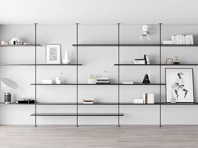 Modern Bookshelf Design With Open Shelves Books Decorative Artworks And Decor Items 3d model