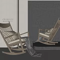Modern Designer Woven Rocking Chair With Wooden Frame And Comfortable Pillow